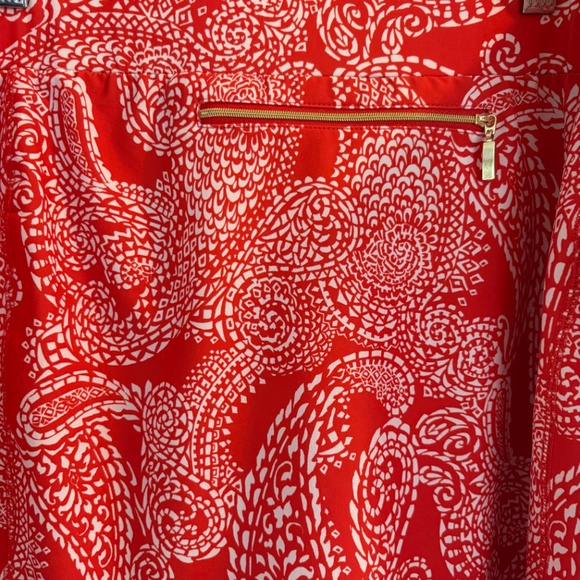 NWOT Chicos Orange White Paisley UPF Skort Skirt Zip 3 Pockets XL 3 - Picture 5 of 6